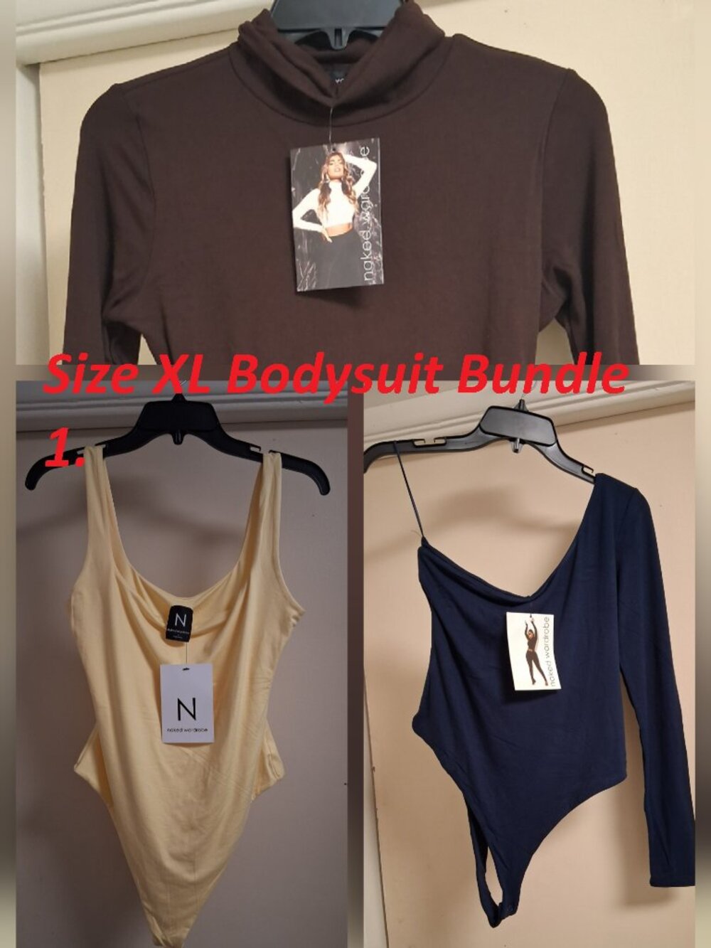NWT Naked wardrobe 3 Bodysuits Bundle Size XL